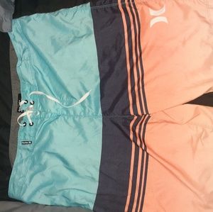 Teal/orange/navy hurley board shorts